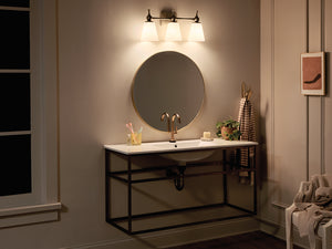 Viva 24" Three Lights Vanity Light, Etched White Glass / Champagne Bronze