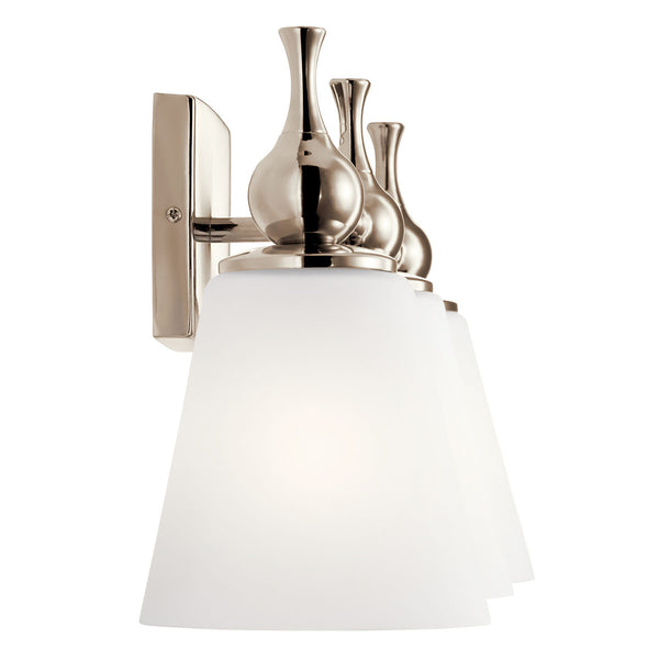 Viva 24" Three Lights Vanity Light, Etched White Glass / Polished Nickel