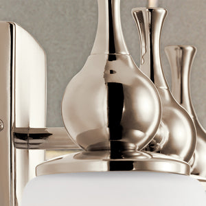 Viva 24" Three Lights Vanity Light, Etched White Glass / Polished Nickel