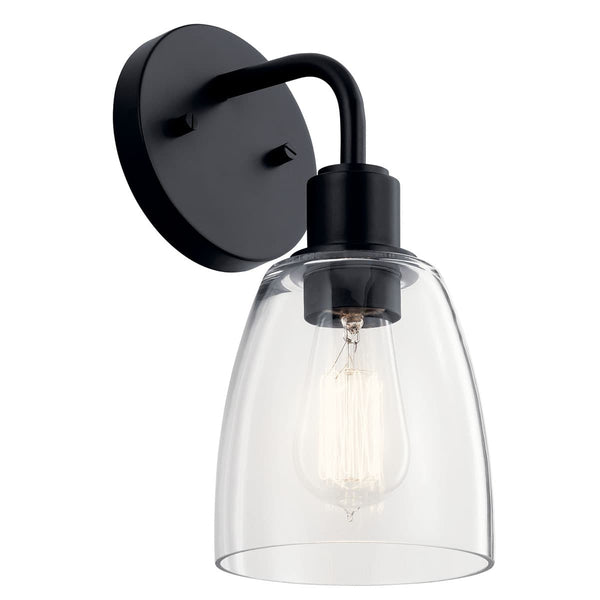 Vaughn 11" 1 Light Wall Sconce, Clear Glass / Black