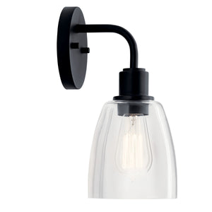 Vaughn 5" One Light Wall Sconce, Clear Glass / Black