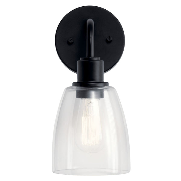 Vaughn 5" One Light Wall Sconce, Clear Glass / Black