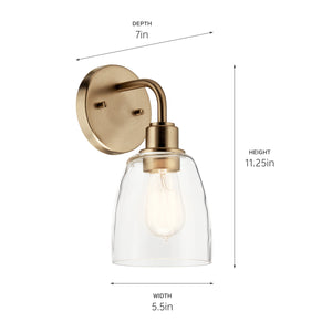 Vaughn 5" One Light Wall Sconce, Clear Glass / Champagne Bronze