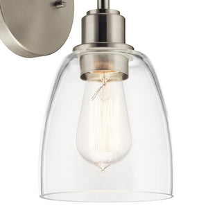 Vaughn 5" One Light Wall Sconce, Clear Glass / Brushed Nickel