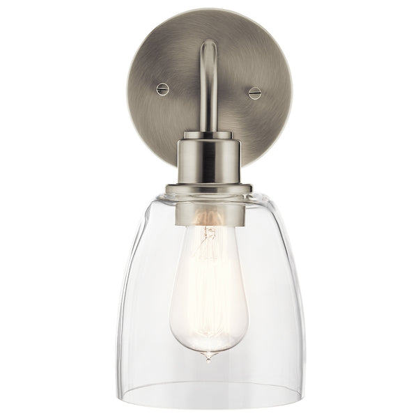 Vaughn 5" One Light Wall Sconce, Clear Glass / Brushed Nickel