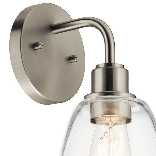 Vaughn 5" One Light Wall Sconce, Clear Glass / Brushed Nickel