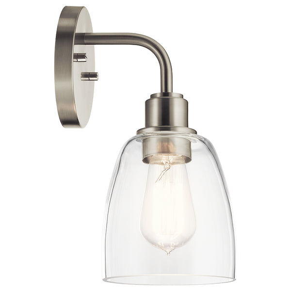 Vaughn 5" One Light Wall Sconce, Clear Glass / Brushed Nickel