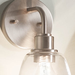 Vaughn 5" One Light Wall Sconce, Clear Glass / Brushed Nickel