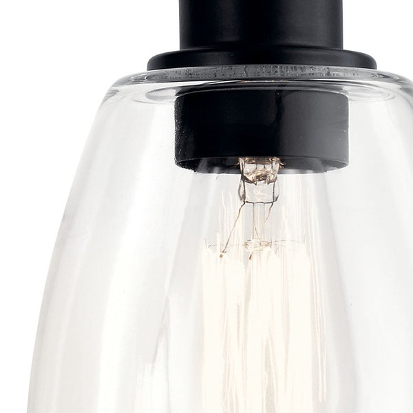 Vaughn 15" Two Lights Vanity Light, Clear Glass / Black