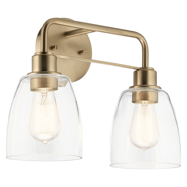 Vaughn 15" 2 Light Vanity Light, Clear Glass / Champagne Bronze