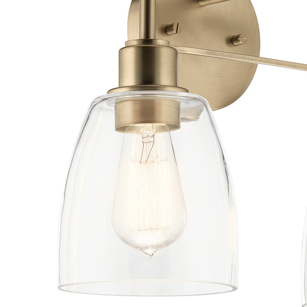 Vaughn 15" Two Lights Vanity Light, Clear Glass / Champagne Bronze