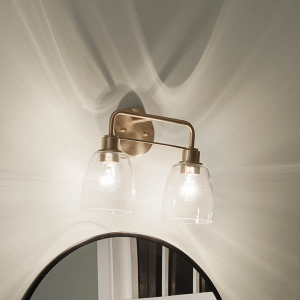 Vaughn 15" Two Lights Vanity Light, Clear Glass / Champagne Bronze
