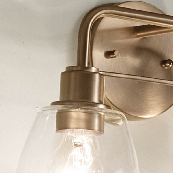 Vaughn 15" Two Lights Vanity Light, Clear Glass / Champagne Bronze