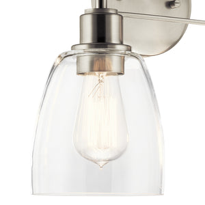 Vaughn 15" Two Lights Vanity Light, Clear Glass / Brushed Nickel