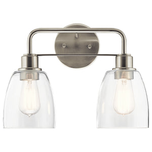 Vaughn 15" Two Lights Vanity Light, Clear Glass / Brushed Nickel