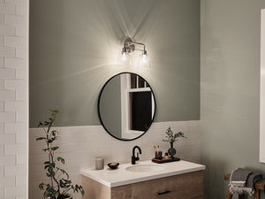 Vaughn 15" Two Lights Vanity Light, Clear Glass / Brushed Nickel