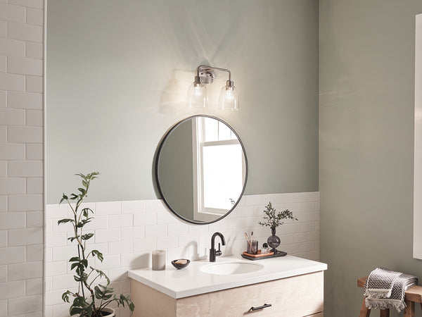 Vaughn 15" Two Lights Vanity Light, Clear Glass / Brushed Nickel