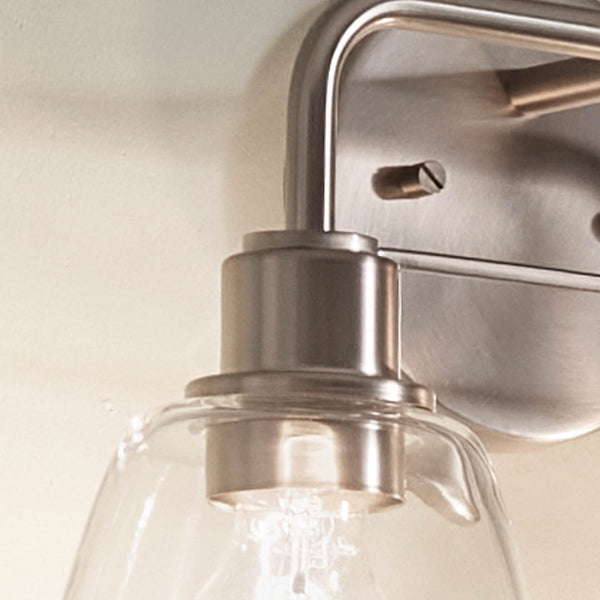 Vaughn 15" Two Lights Vanity Light, Clear Glass / Brushed Nickel