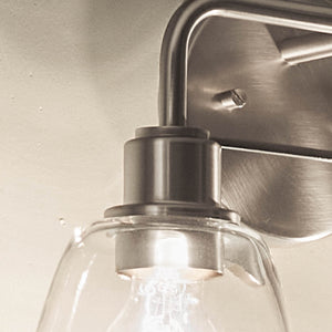 Vaughn 15" Two Lights Vanity Light, Clear Glass / Brushed Nickel