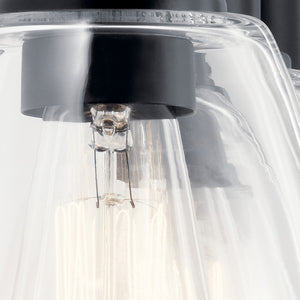 Vaughn 24" Three Lights Vanity Light, Clear Glass / Black