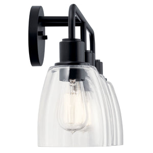 Vaughn 24" Three Lights Vanity Light, Clear Glass / Black