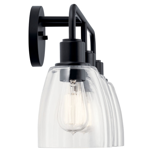 Vaughn 24" Three Lights Vanity Light, Clear Glass / Black