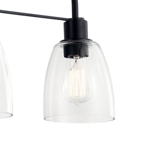 Vaughn 24" Three Lights Vanity Light, Clear Glass / Black