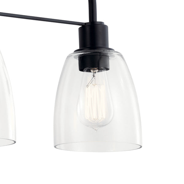 Vaughn 24" Three Lights Vanity Light, Clear Glass / Black