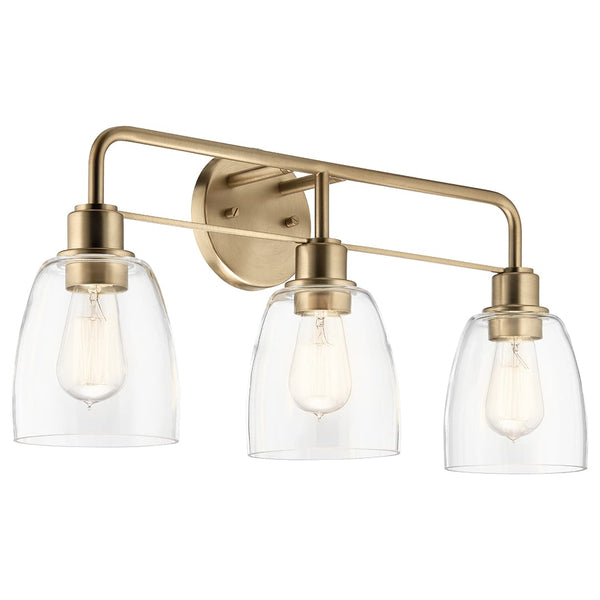 Vaughn 24" 3 Light Vanity Light, Clear Glass / Champagne Bronze