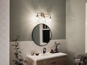 Vaughn 24" Three Lights Vanity Light, Clear Glass / Champagne Bronze