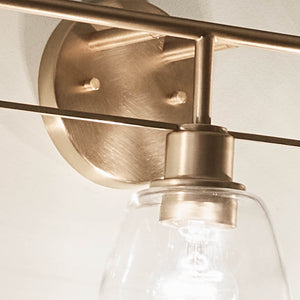 Vaughn 24" Three Lights Vanity Light, Clear Glass / Champagne Bronze