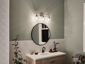 Vaughn 24" Three Lights Vanity Light, Clear Glass / Brushed Nickel