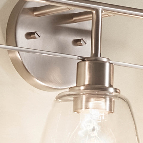 Vaughn 24" Three Lights Vanity Light, Clear Glass / Brushed Nickel