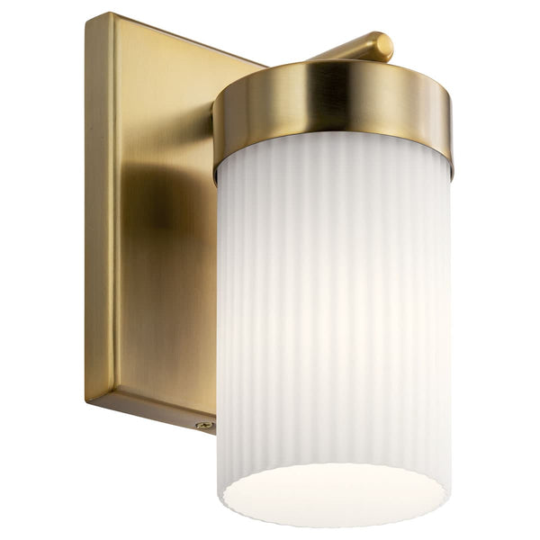 Maeve 9" 1 Light Wall Sconce, Round Ribbed Glass / Brushed Natural Brass