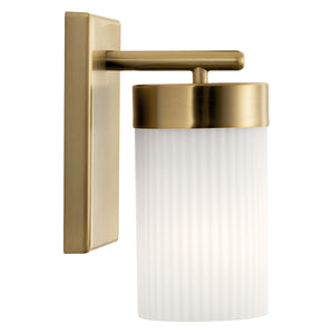 Maeve 5" One Light Wall Sconce, Round Ribbed Glass / Brushed Natural Brass