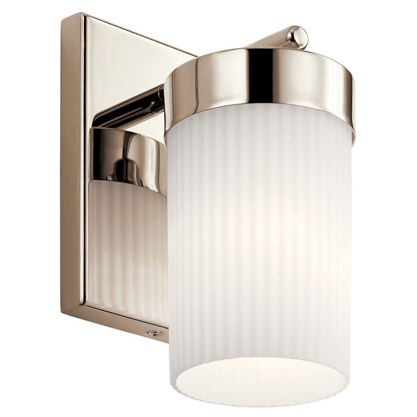 Maeve 9" 1 Light Wall Sconce, Round Ribbed Glass / Polished Nickel