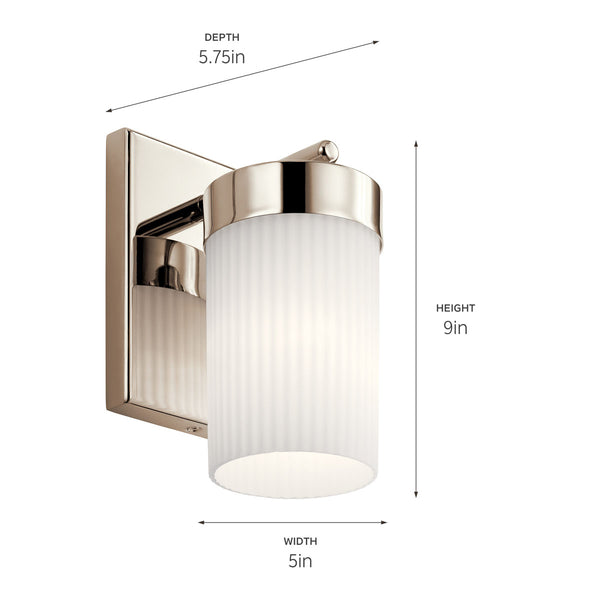 Maeve 5" One Light Wall Sconce, Round Ribbed Glass / Polished Nickel