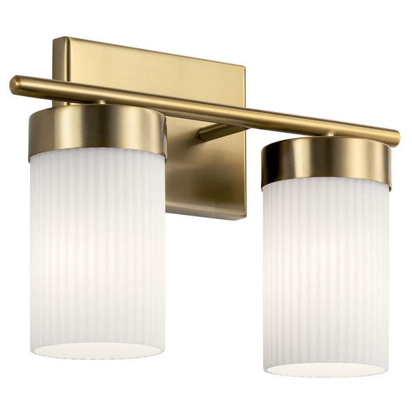 Maeve 15" 2 Light Vanity Lighte, Round Ribbed Glass / Brushed Natural Brass
