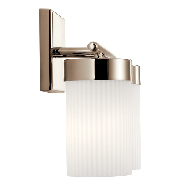 Maeve 14" Two Lights Vanity Light, Round Ribbed Glass / Polished Nickel