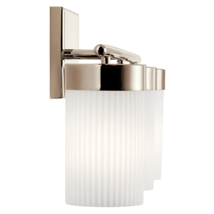 Maeve 24" Three Lights Vanity Light, Round Ribbed Glass / Polished Nickel