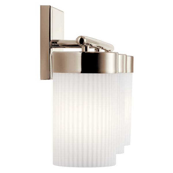 Maeve 24" Three Lights Vanity Light, Round Ribbed Glass / Polished Nickel