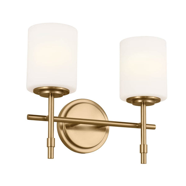 Janie 12" 2 Light Vanity Light, Brushed Natural Brass
