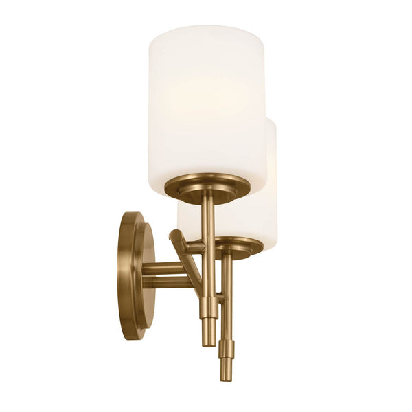 Janie 14" Two Lights Vanity Light, Brushed Natural Brass