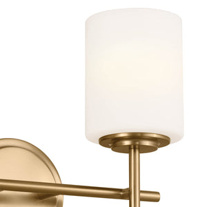 Janie 14" Two Lights Vanity Light, Brushed Natural Brass