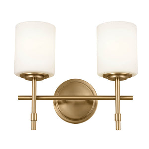 Janie 14" Two Lights Vanity Light, Brushed Natural Brass