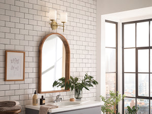 Janie 14" Two Lights Vanity Light, Brushed Natural Brass