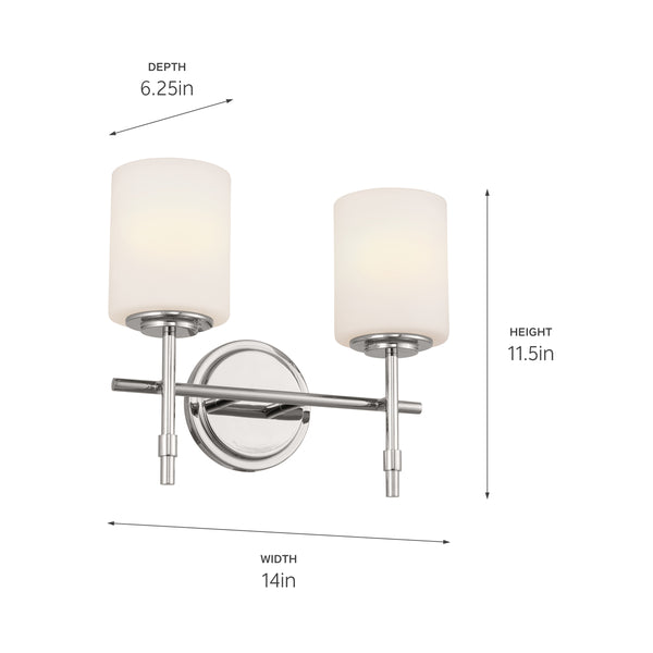 Janie 14" Two Lights Vanity Light, Polished Nickel