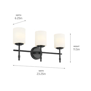 Janie 23" Three Lights Vanity Light, Black