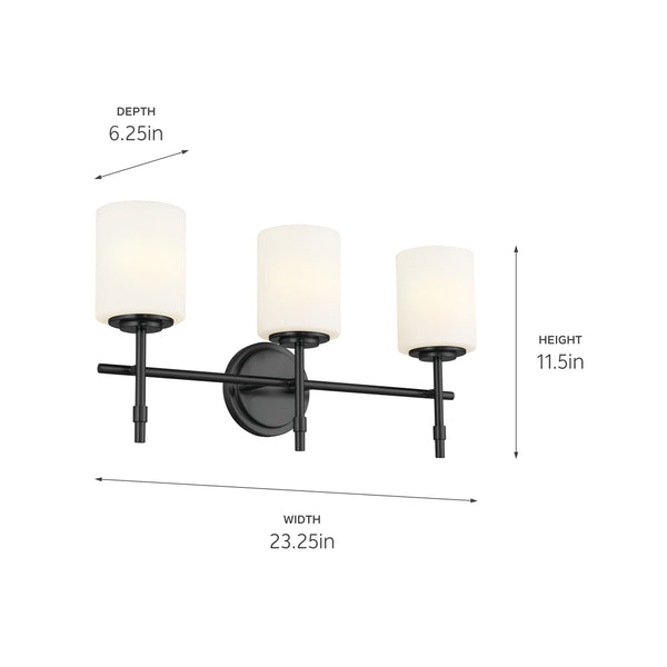 Janie 23" Three Lights Vanity Light, Black