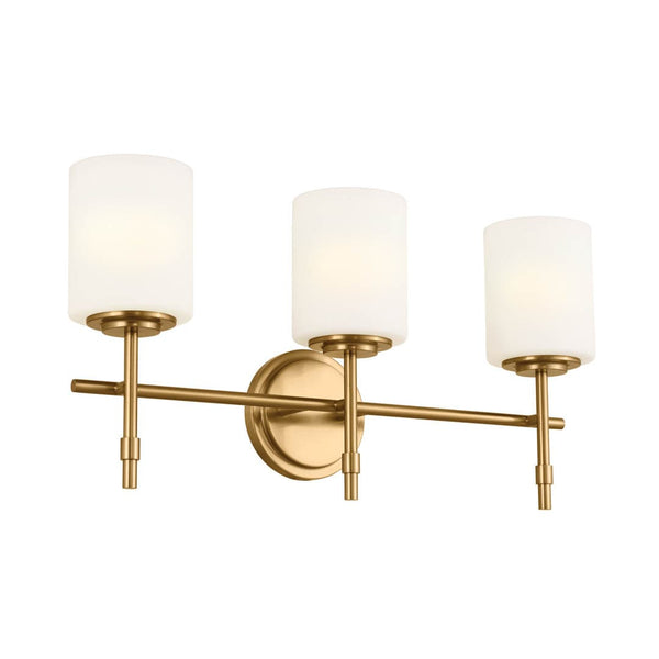 Janie 12" 3 Light Vanity Light, Brushed Natural Brass